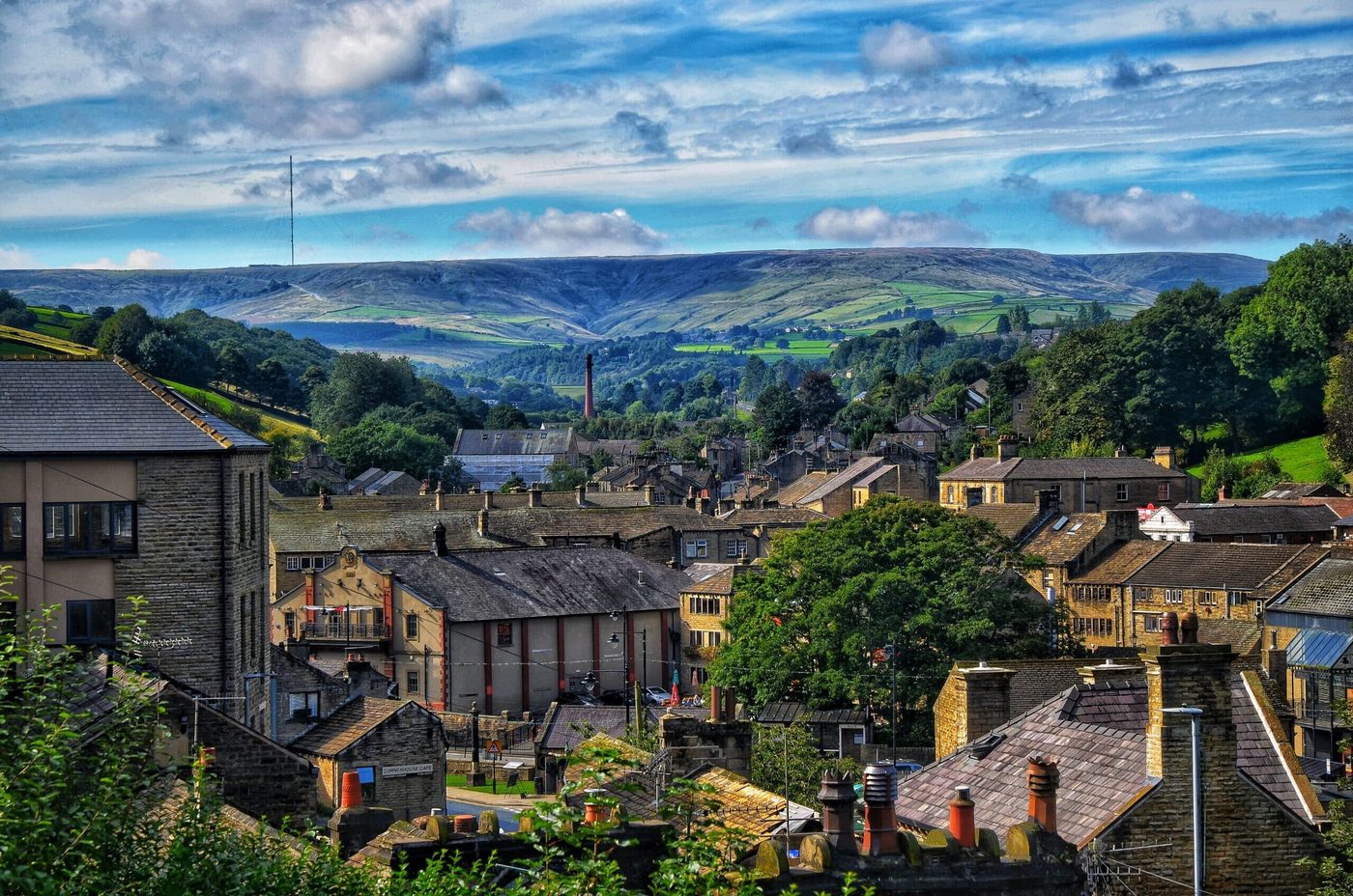 The stone terraces of Holmfirth rising up the Holme Valley