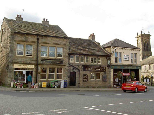 Stone houses in Meltham below the moors south of Huddersfield