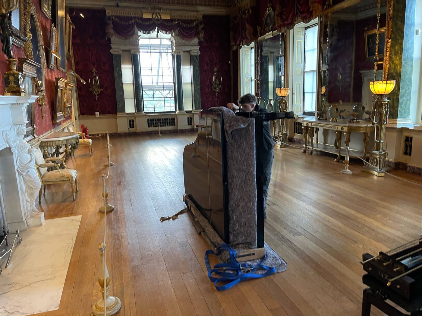 Bellwoods moving a grand piano at a grand venue near Leeds